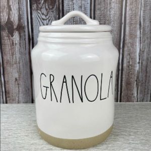 Rae Dunn GRANOLA Cookie Canister Tan Clay Trim .